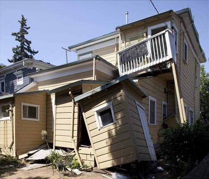 House collapsed after an earthquake
